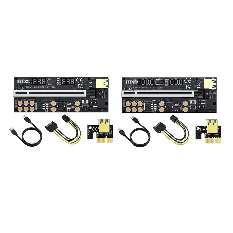 Riser 016 USB3.0 PCIE Riser PCI Express X16 adaptador 016 GPU Riser Card SATA 15PIN a 6pin Power Voltage Monitoring