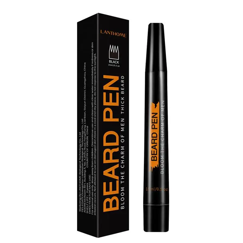 Beard Pen Beard Filler Pencil Men Black Brown 4-Tip Beard Pen Detailing Filler Moustache & Eyebrows Barber Pencil Beard Marker