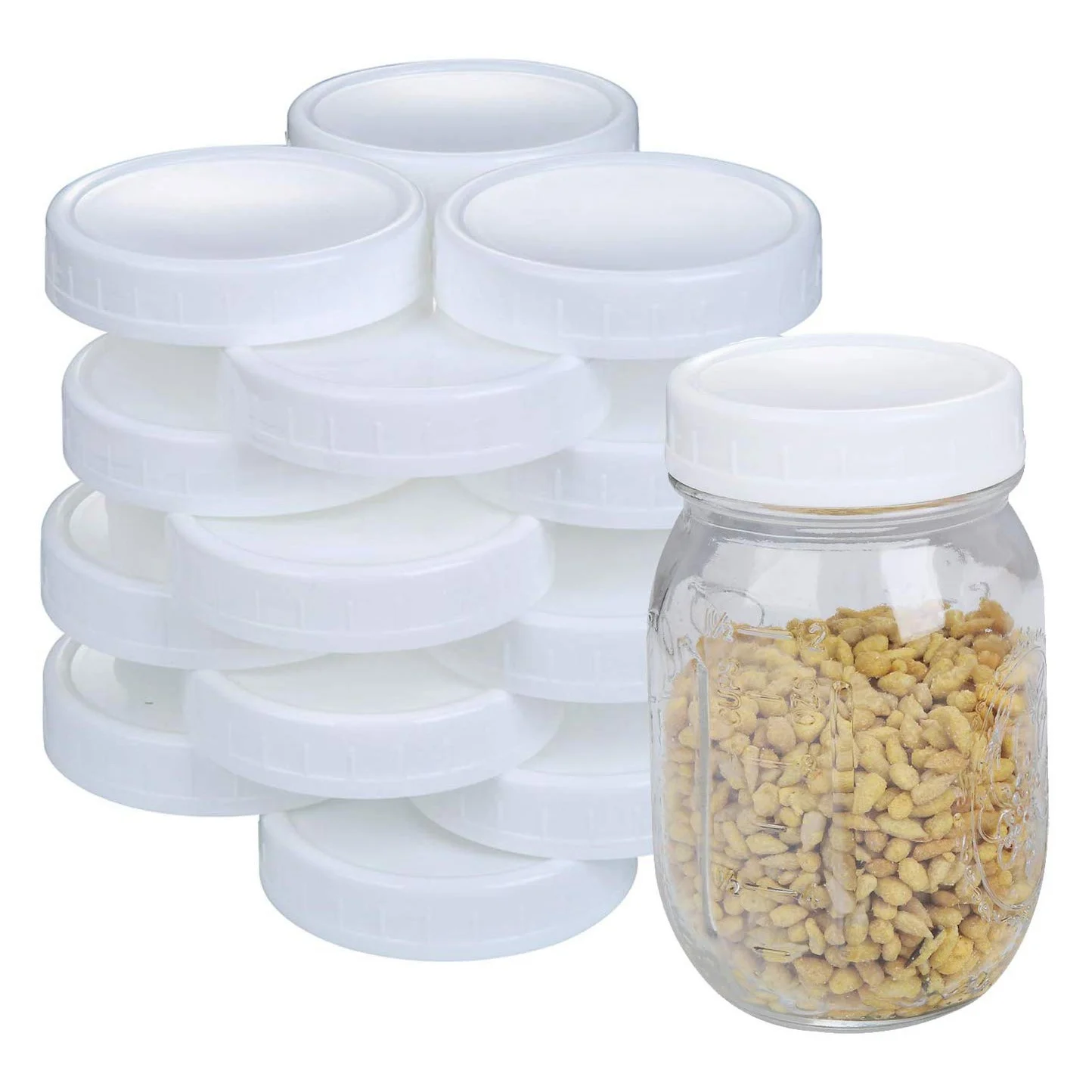 Regular Mouth Lids for Mason Jar Lids Plastic Storage Caps for Mason Canning Jars and More, Standard, Dia 70mm