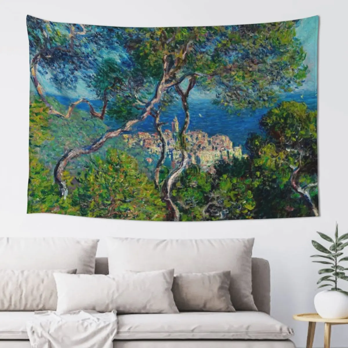 Bordighera 1884 - A Monet Painting Window View Tapestry Korean Room Decor Wall Hanging Tapestry