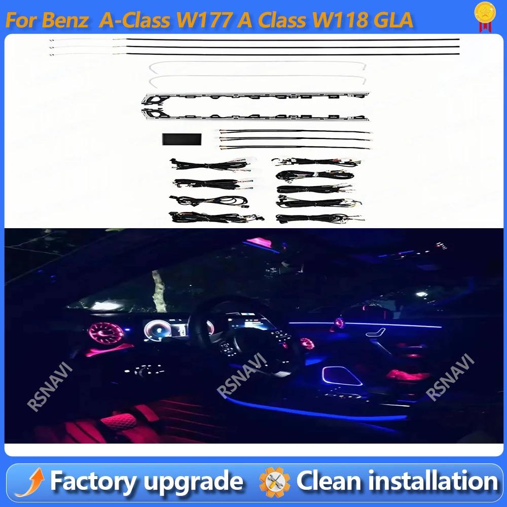 

Fit For Mercedes-Benz A-Class W177 A Class W118 GLA LED Atmosphere Lamp Outlet Advanced 64 Colors Ambient Light RHD