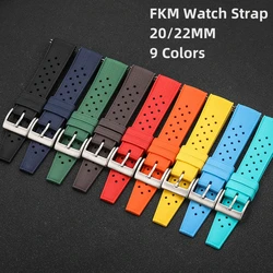 High Quality FKM Watch Strap 20mm 22mm Porous Fast Release Fluororubber Watchbands For Men's Diving Watches Accessories