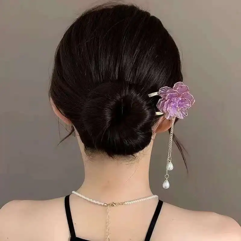 

Retro Colorful Chinese-Style Peony Flower Hairpins, New Chinese-Style Ancient Style High-Appeal And Elegant Hair Accessories