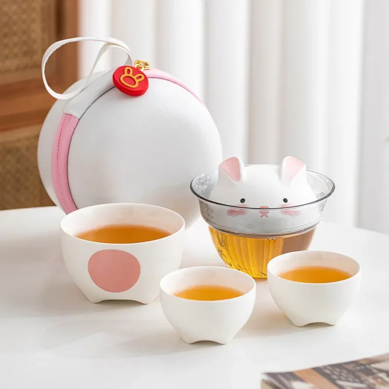 Travel Tea Set Bunny Quick Guest Cup Souvenir Portable Quick Guest Cup Event Annual Gift Cool Unique Designer Teaware Teapot