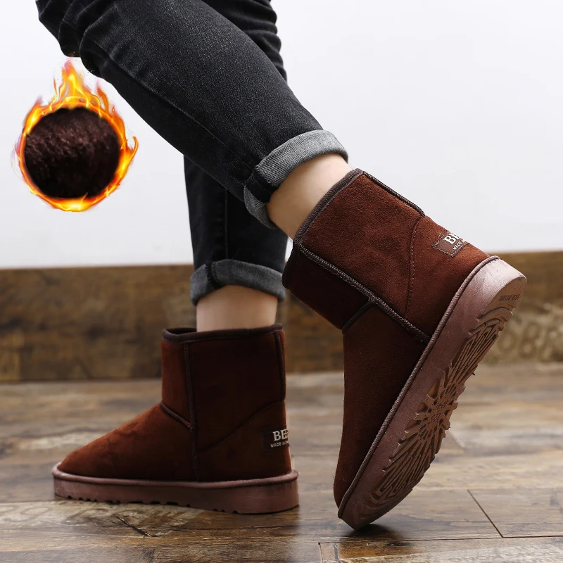 Large Size 49 Snow Boots For Men Women Platform Warm Plush Men\'s Winter Boots Slip-on Ankle Boots Men Botas Para Hombre