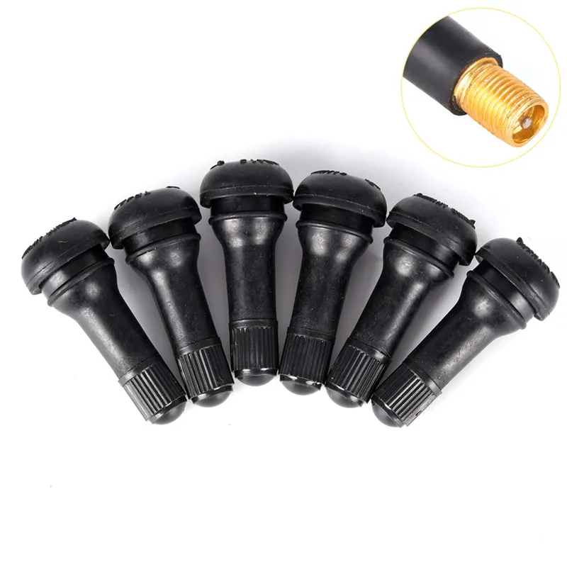 5PCs/set TR413 Tubeless Car Wheel Tire Valve Stems with Caps Tyre Rubber Valves Dust Black