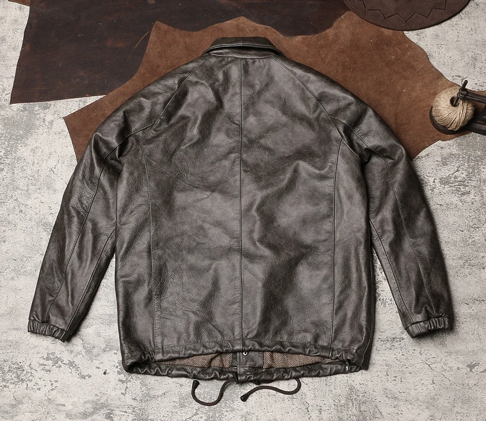 Coach Retro Leather Jacket Men's Loose West Coast Leather First Layer Batik Cowhide Skateboard Suit Leather Coat