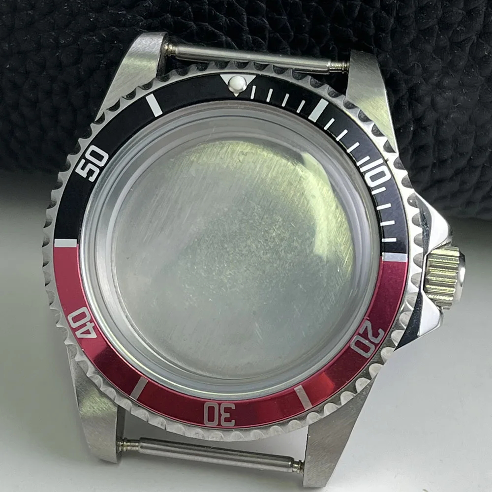 39.5mm vintage half red half black bezel case Man for NH35/NH36 movement replacement watch accessory 34