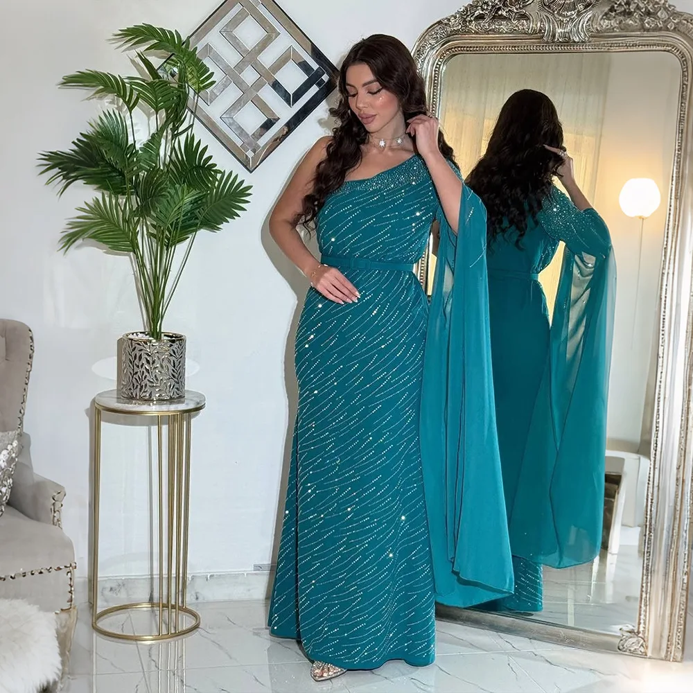 

Muslim traditional women's clothing, chiffon rhinestone belt, elegant temperament, women's dress, robe