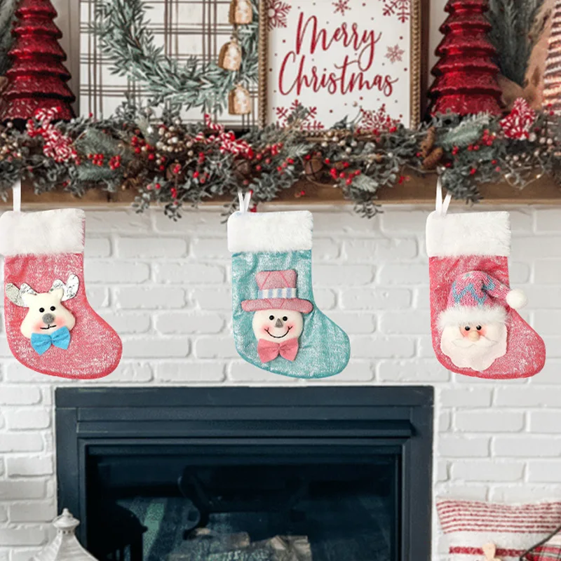 جوارب عيد الميلاد للأطفال حقائب هدايا زينة الحفلات حلي معلقة جوارب الحلوى ديكور عيد الميلاد أكياس هدايا عيد الميلاد