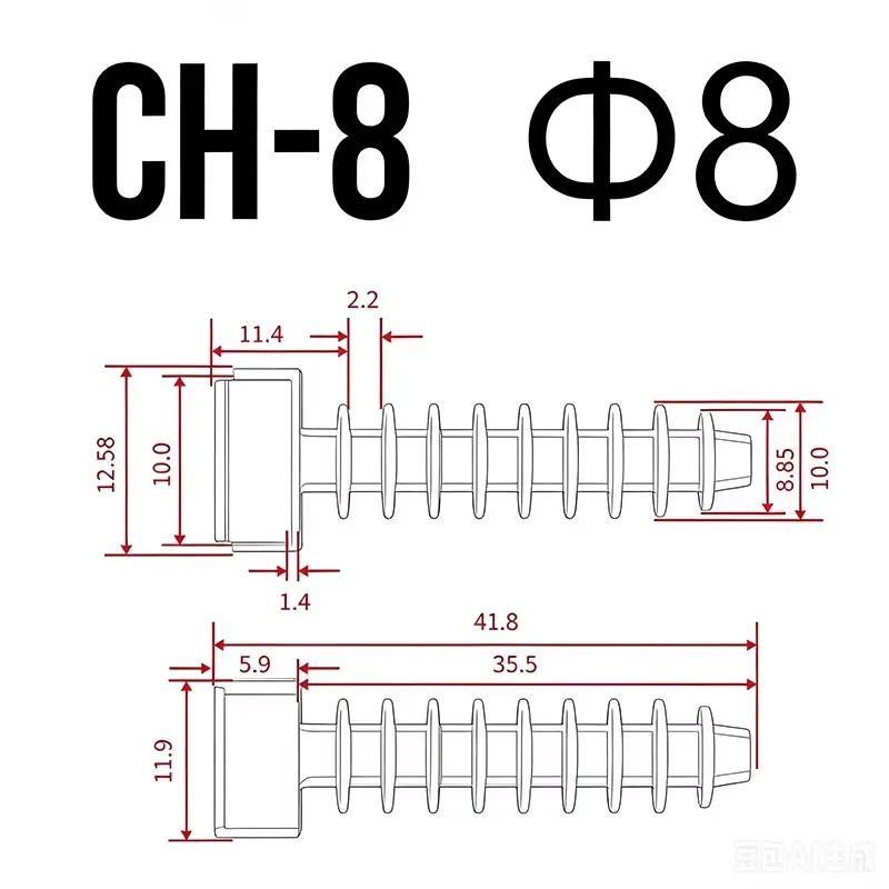 100/20Pcs CH Series Expansion Wall Plug Cable Tie Mount Nylon Optional for Panel Drilling Wire Harness Fixing