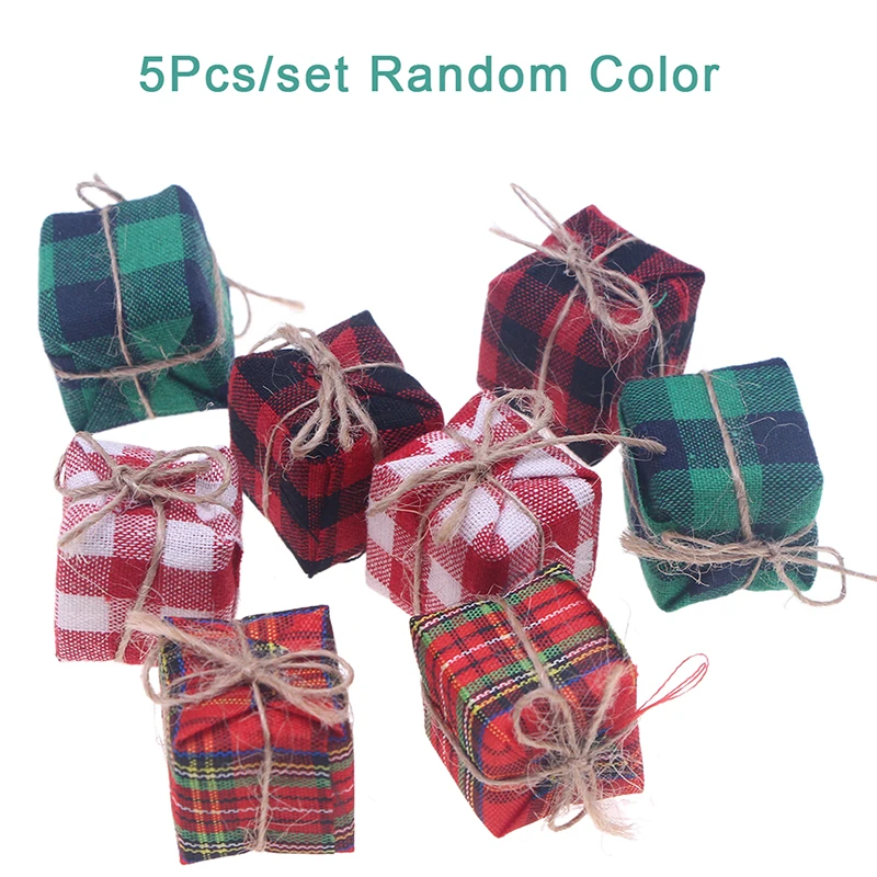 

5pcs Random Color Dollhouse Miniature Christmas Gift Box Scotland Holiday Party Decor Pendant Kids Pretend Play Toy