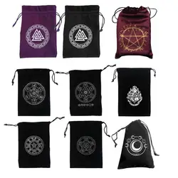 Bolsa de armazenamento de veludo Pentagrama para Tarô, bolsa de armazenamento, pacote de adivinhação com cordão, bolsa de presente de Natal de festa de 13cm * 18cm.