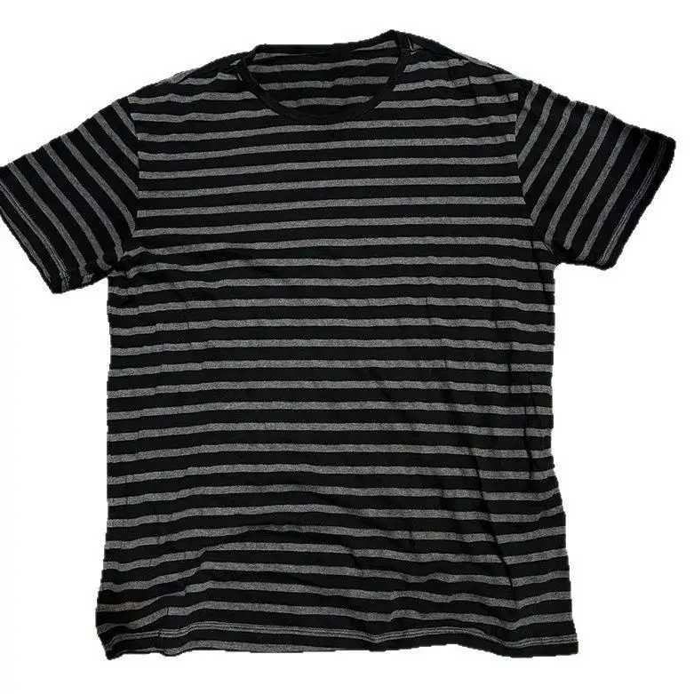 Europäischer und amerikanischer Stil, lässiges, lockeres und vielseitiges Rundhals-Oberteil mit personalisiertem Streifenmuster, Sommer-Streetwear für Männer und Frauen, kurz.