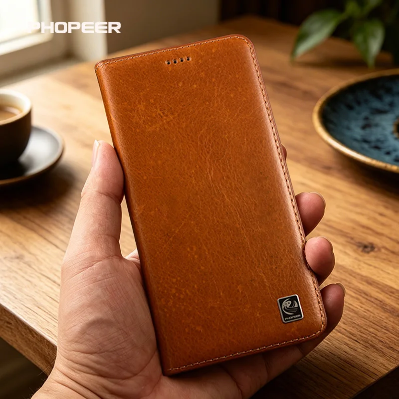 Luxury Genuine Leather Magnetic Phone Case for iPhone 17/16/15/14/13/12/11 pro Max plus Mini - Water pattern