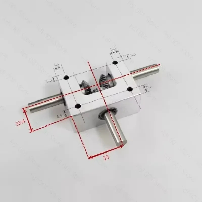 for 90 Degree Differential Gearbox 1:1 Spiral Bevel Angle Converter with Dual Output Shafts for Shaft Diameter 6mm 8mm 10mm