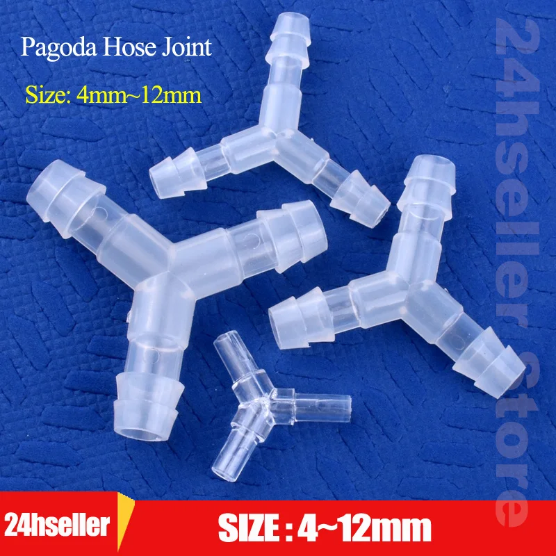 

5~100Pcs 4-12mm ∠120° Y-Type Tee Plastic Pagoda Tee Fittings Graden Hose joint Aquarium Fish Tank Adapter Air Pump Hose Connecto