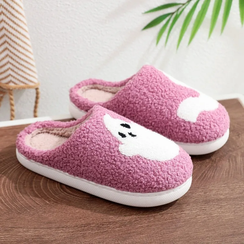 Cotton Fluffy Slippers Home Cartoon Pumpkin Flat Plush Slides for Couple 2024 Funny Halloween Casual Designer Women Indoor Shoes