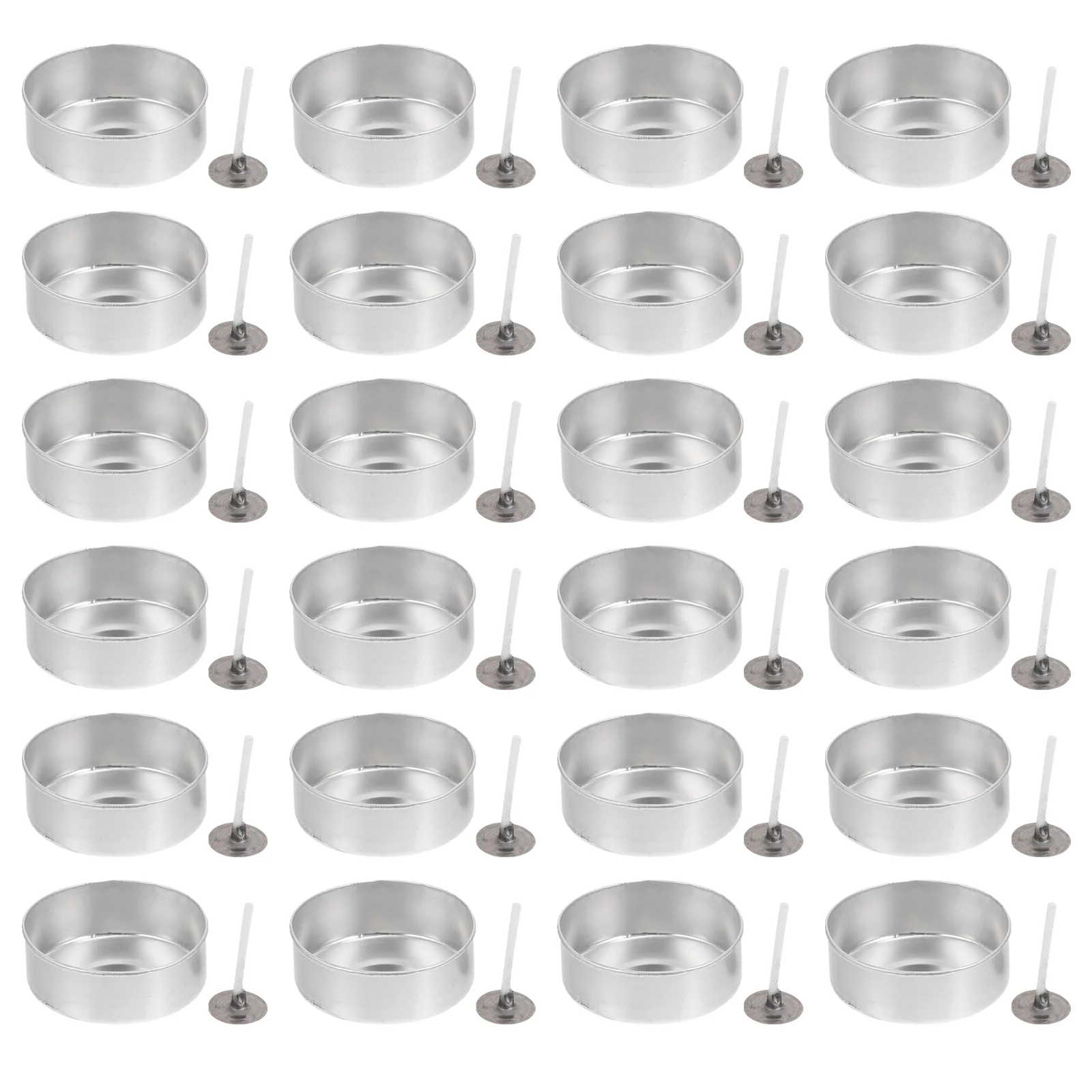 

100 Sets Wick Aluminum Shell Case Crafts Making Wax Cup Holder Tea Light