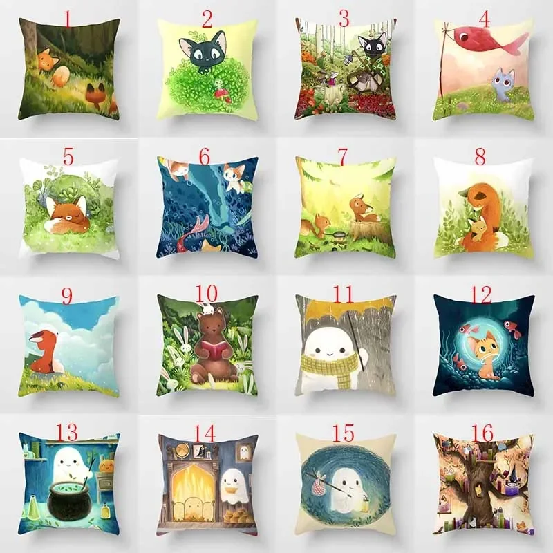 Customizable Sofa Pillowcase Car Sofa Bed Children's Room Cushion Cover Garden Chair Pillow Cute Cat Pillowcase Fairy Tale