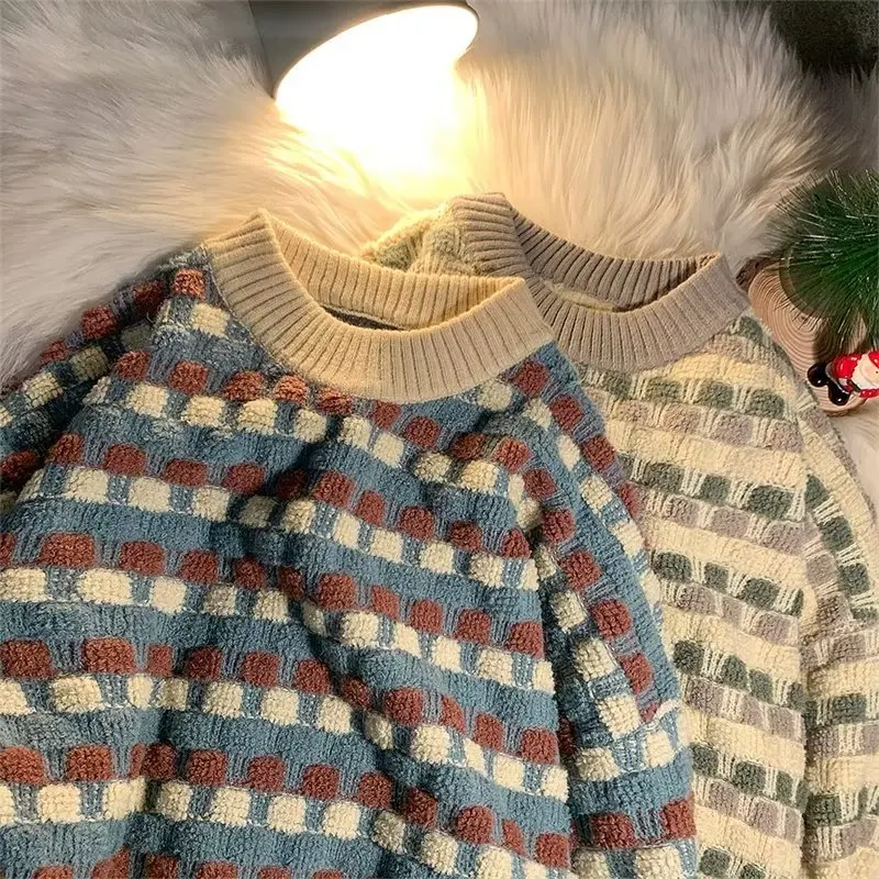 

Свободный мужской трикотажный свитер, модный корейский гонконгский свитер, большой размер 250, круглая трикотажная одежда, осень-зима