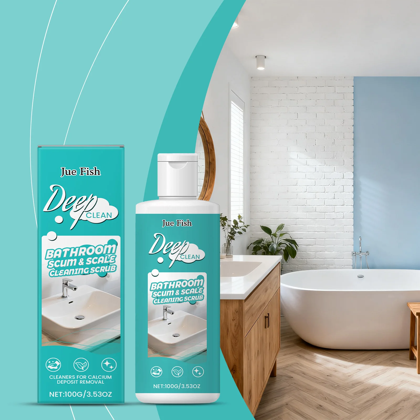 

Bathroom Cleaner Spray - Powerfully Removes Hard Water Stains, Soap Scum & Dirt from Toilet, Bathtub, Tile & Grout, Deep Clean