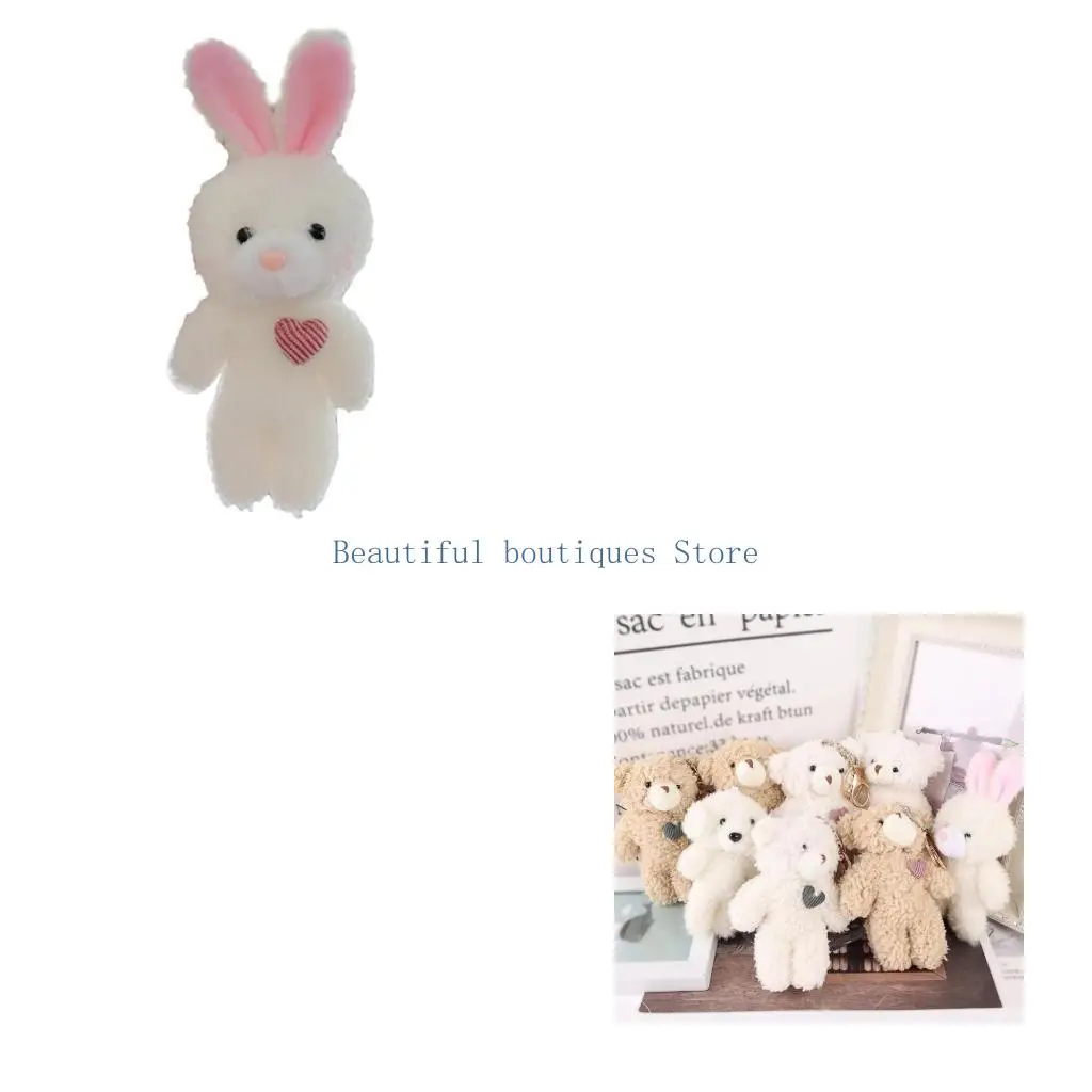 

U4LF Mini Cute Plush Bear Charm Keychain Fluffy Stuffed Animals Keyring Lovely Pendants for Purse Bag Backpack Handbag