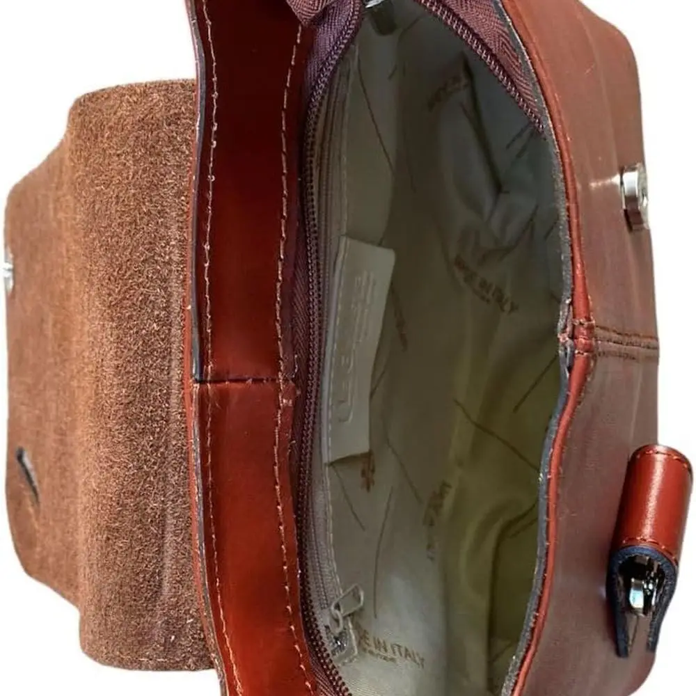 Tas Selempang Kulit Terstruktur - Ukuran Kecil hingga Sedang, Tali Dapat Disesuaikan, Kantong Ritsleting, Buatan Italia