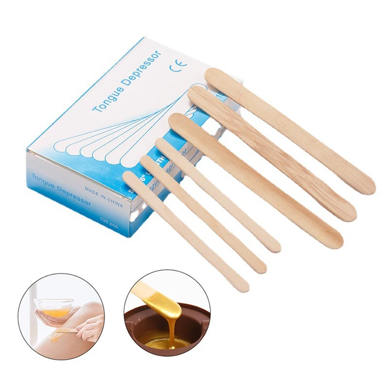 

100PCS Woman Wooden Hair Removal Stick Disposable Depilation Spatula Wax Sticks Wood Face Eyebrows Waxing Spatula Beauty Tool