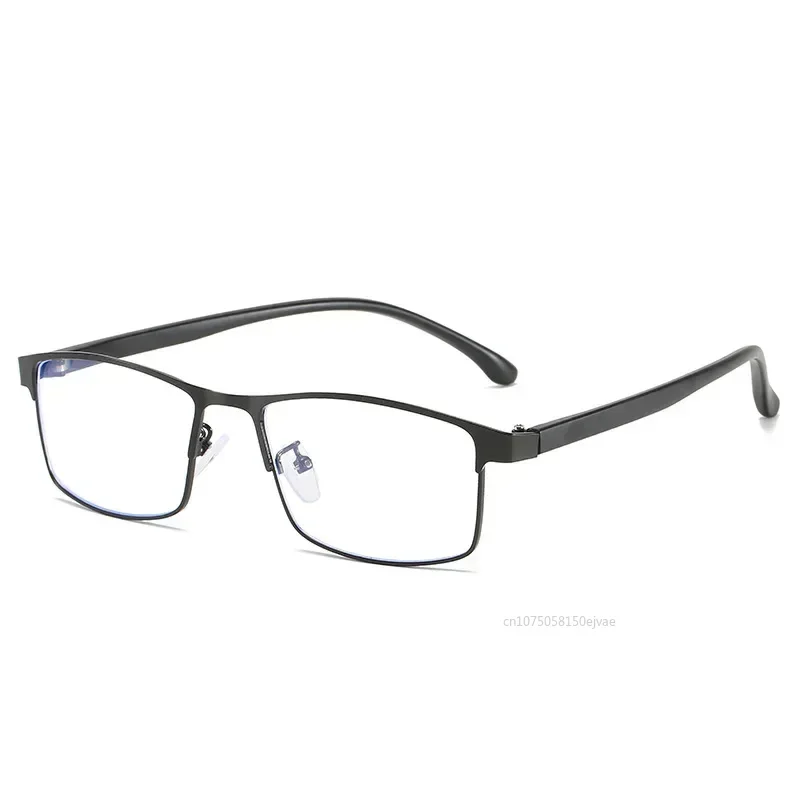 Business Men Women Anti-Blue Light Myopia Glasses Finished Metal Square Prescription Eyeglasses Diopter 0 -0.5 To -6.0 Oculos