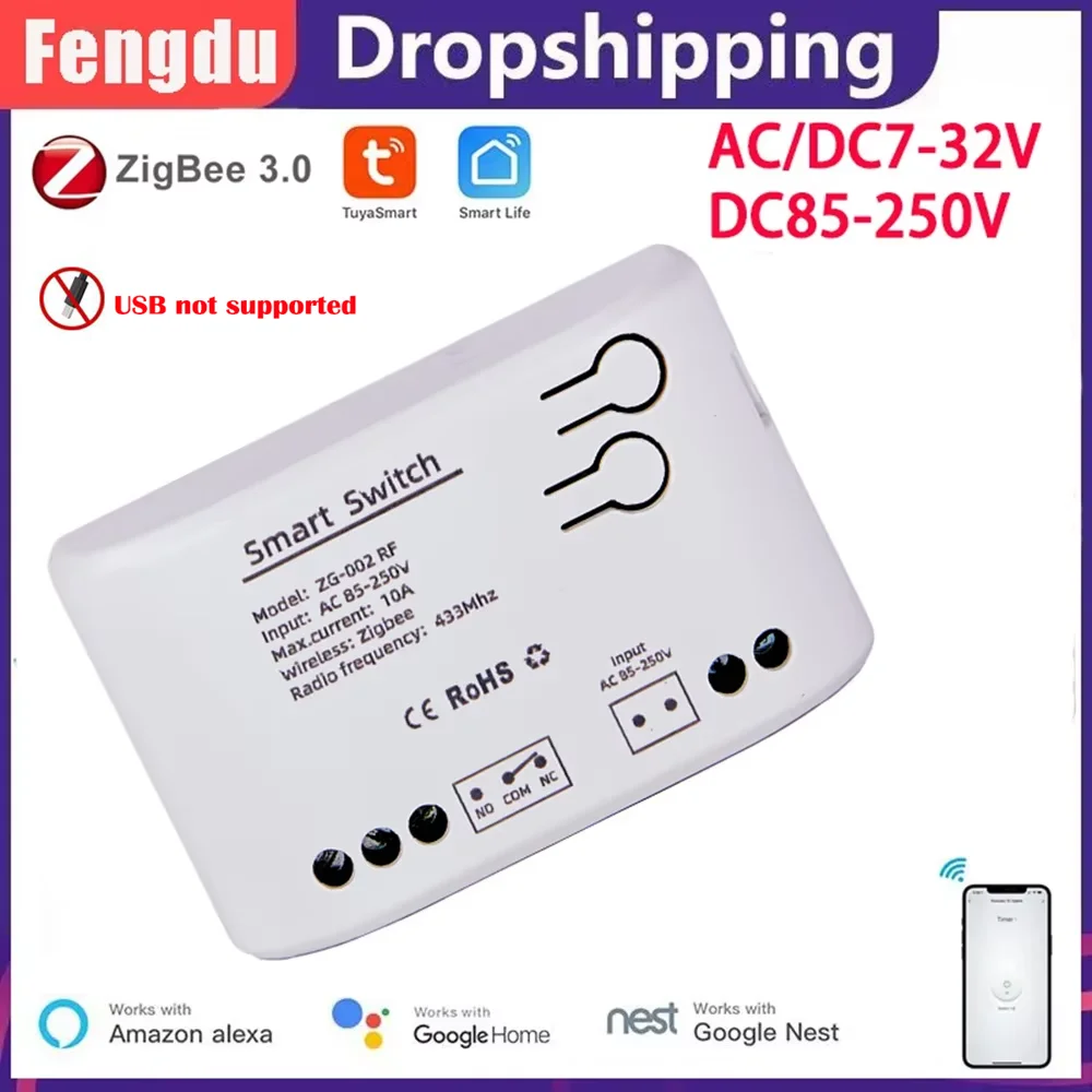 1 Channel Zigbee Tuya Smart Relay Module Smart Light Switch DC5V 7-32V AC85-250V 220V RF433Mhz Remote Control On Off Controller