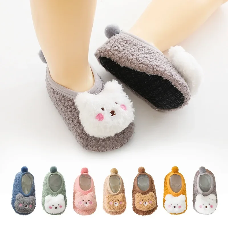 Plush Floor Socks Winter Plus Fleece Thickened Baby Socks Non-slip Baby Floor Shoes Socks Cute Baby Girl Accessories Multi-style