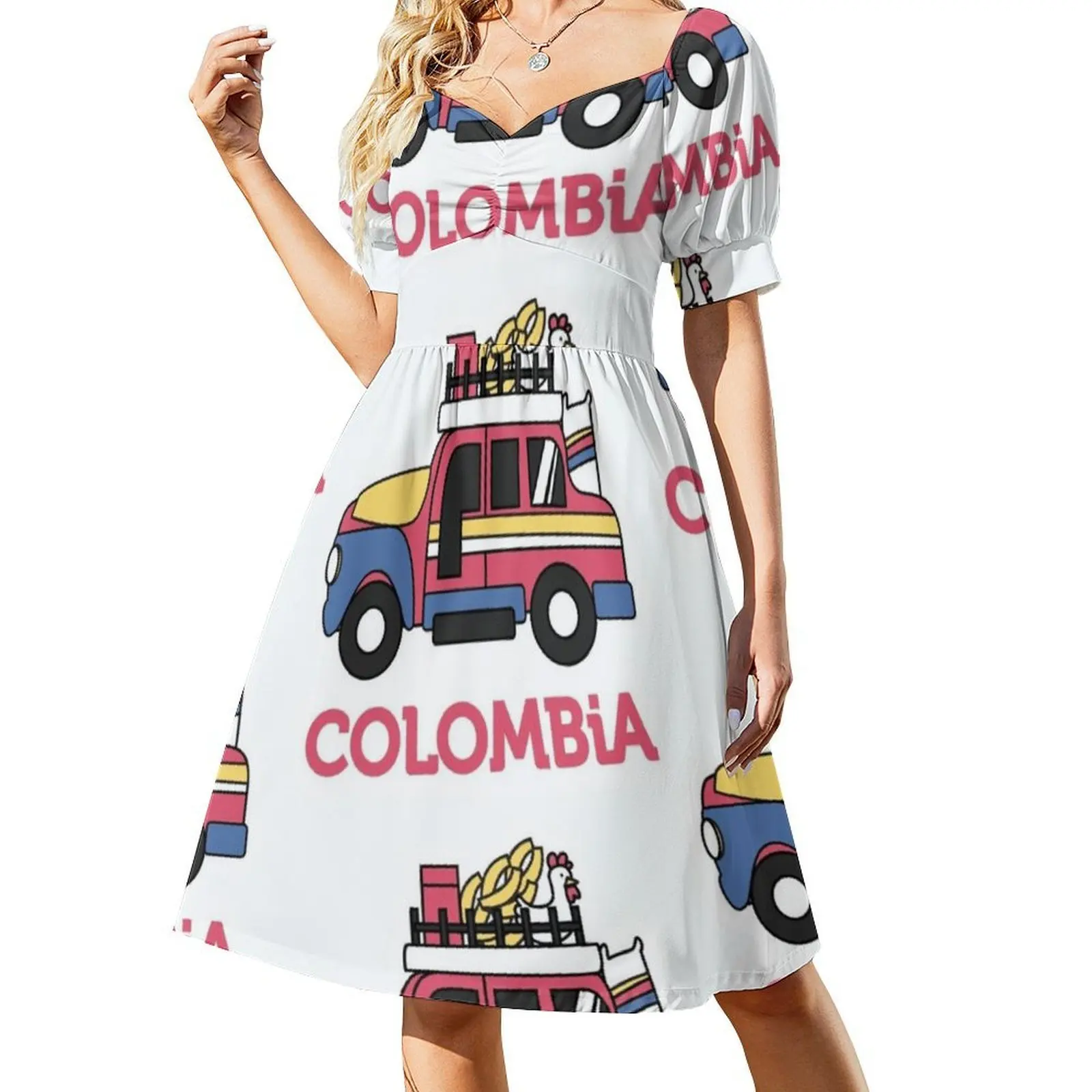 كولومبيا السفر ملصق الكولومبي تشيفا تصميم المرأة الشارع الشهير فستان الحفلات العصرية طباعة نادي الملابس للإناث جنوب #2