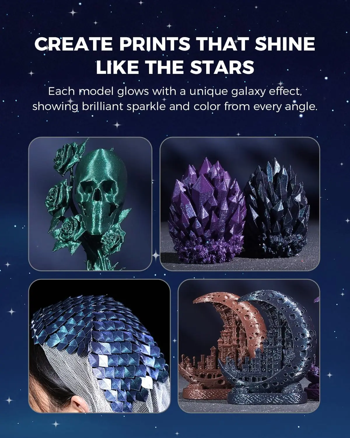 JAYO PLA Galaxy – 1 rolka filamentu do drukarki 3D, średnica 1,75 mm, mieszanka kolorów, bez pęcherzyków, materiał do drukarki 3D FDM, do druku 3D, 1,1 kg. — zdjęcie produktu 2