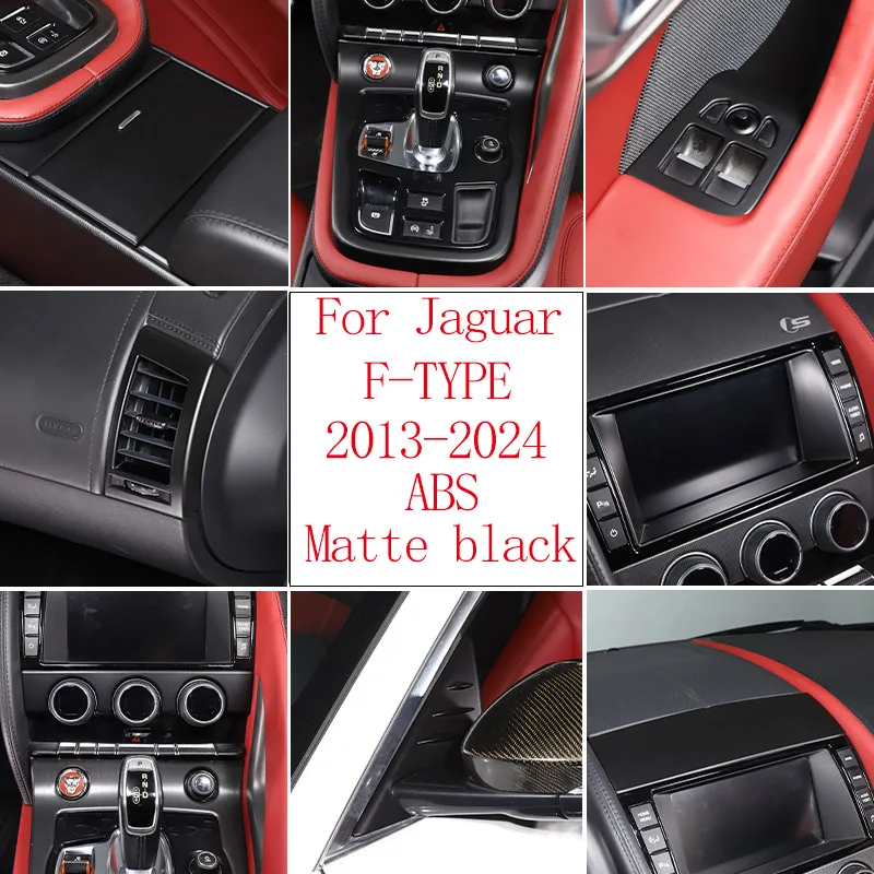 ABS Matte Black For Jaguar F-TYPE 2013-2024 Car Central Control Water Cup Panel Glass Lifting Frame Car Interior Accessories