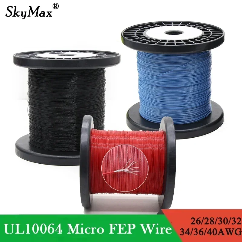 100/200/500M UL10064 PTFE Wire 40/36/34/32/30/28/26AWG PEP Plastic Solder High Conductivity Copper Cable Fine Micro Litz Wires