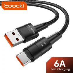 Toocki 6A USB C Cable For Huawei Xiaomi 12 Poco F4 Realme Fast Charging Type C Wire QC4.0 3.0 Quick Charger Charging Data Cable