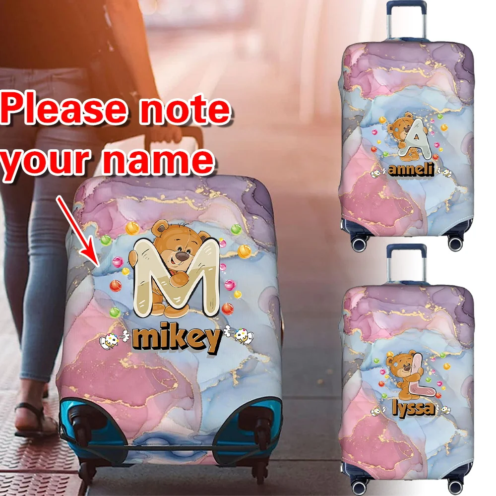 Personalized Customized Name Luggage Cover Protective Case Washable Travel Accessories 18-32inch Trolley Box Suitable Reusable