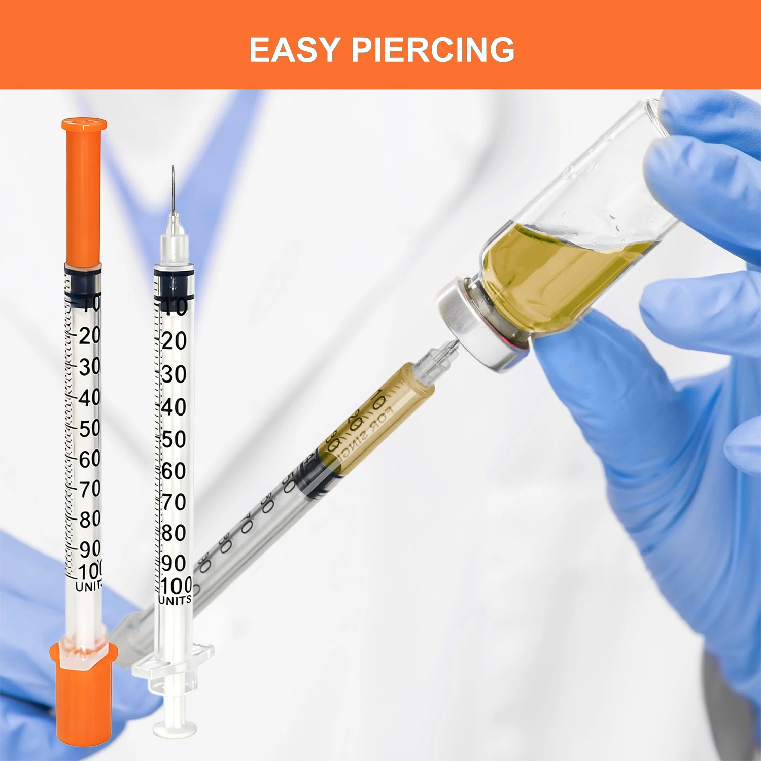 50/100 Stück 1ml/cc 31G 8mm Einweg-Sterile Insulinspritze, Einzeln Verpackt, Ultrafeine Nadel für Katzen & Hunde – Detail 5