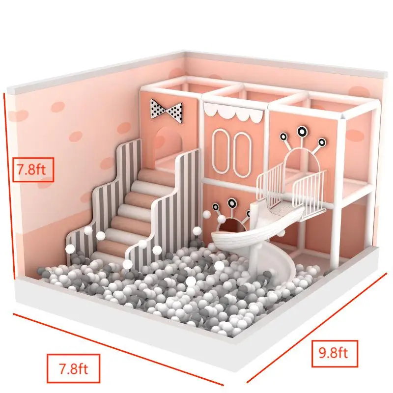 مجموعة معدات أطفال للعب الداخلي باللون الوردي عالي الجودة، توفر المصنع لمناطق اللعب