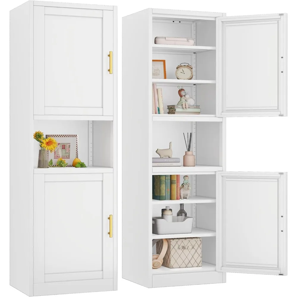 

Tall Narrow Storage Cabinet, 67" H Tall Bathroom Cabinet with 2 Doors and 4 Adjustable Shelves, Metal Pantry Cabinets for Kitche