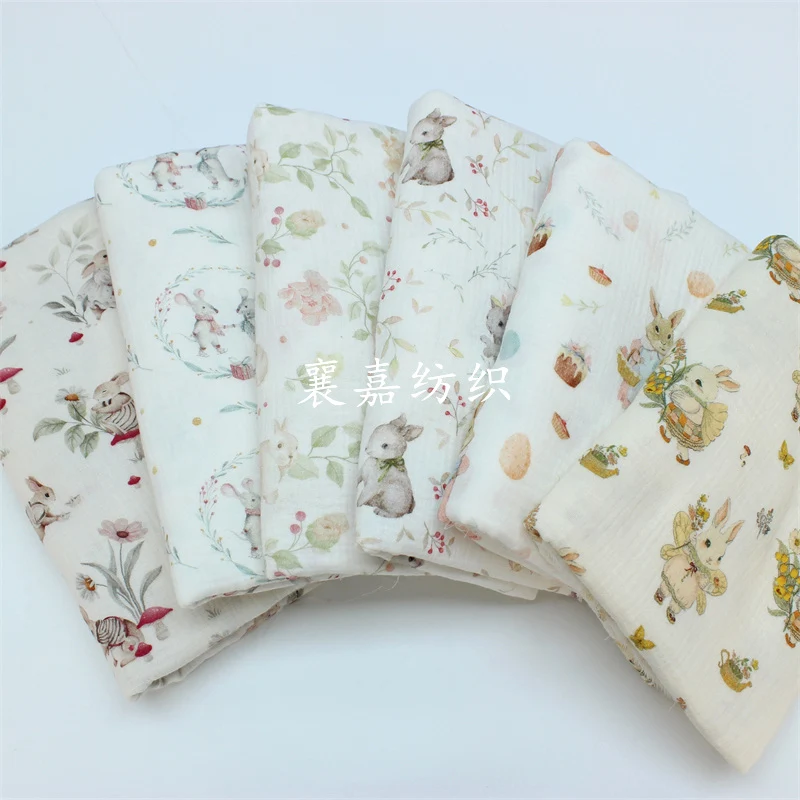 Rabbit Double-Layer Cotton Gauze Crepe Fabric, Spring/Summer Air Conditioning Blanket Small Quilt Children\'s Clothing Clothh