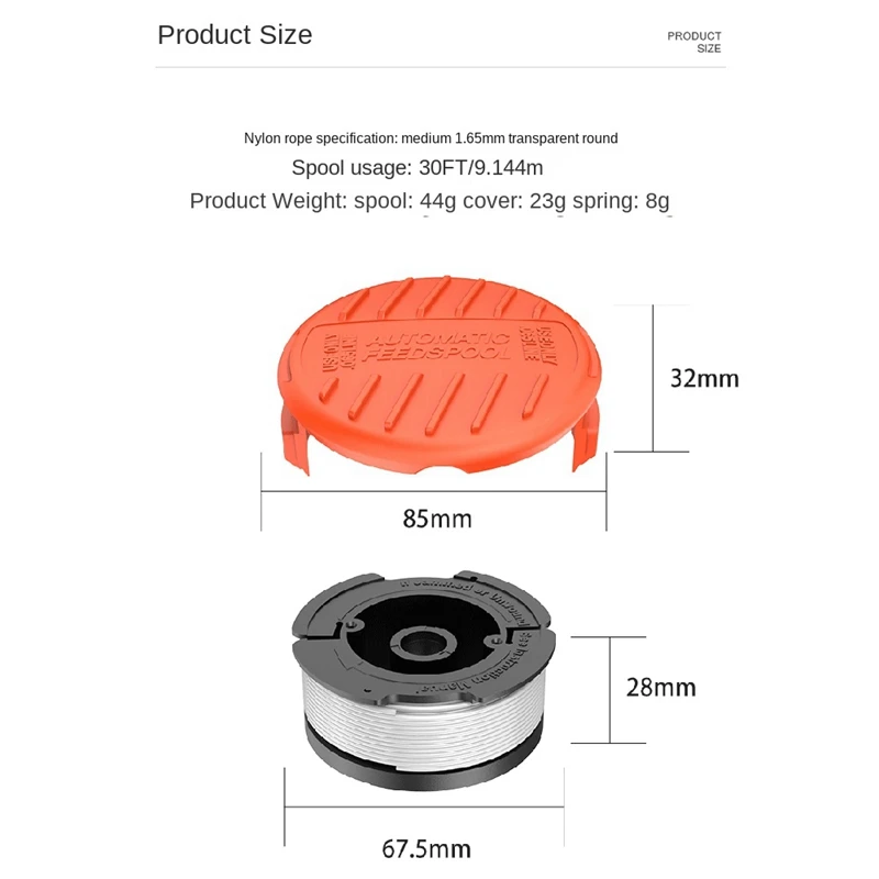 Imagem -06 - Cortador de Grama Cap Rc100-p Cover X10 Mais Primavera X10 Adequado para Black & Decker