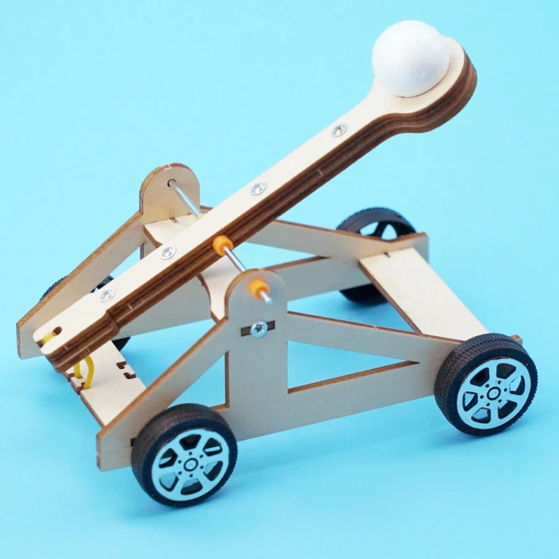 DIY Wooden Catapult Model Kit for Children - Educational Science Trebuchet Assembly Building Blocks Toy Interactive game
