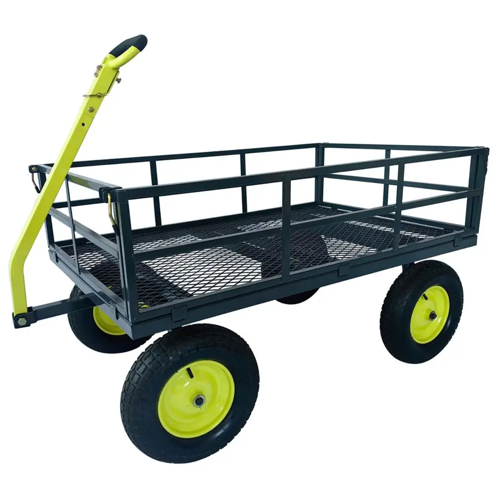 

Jumbo Wagon Heavy Duty Steel Mesh Deck Utility Outdoor Yard Cart, 1400 Capacity Haul with Large Stable Tires, 34 x 52 Inch, Gra