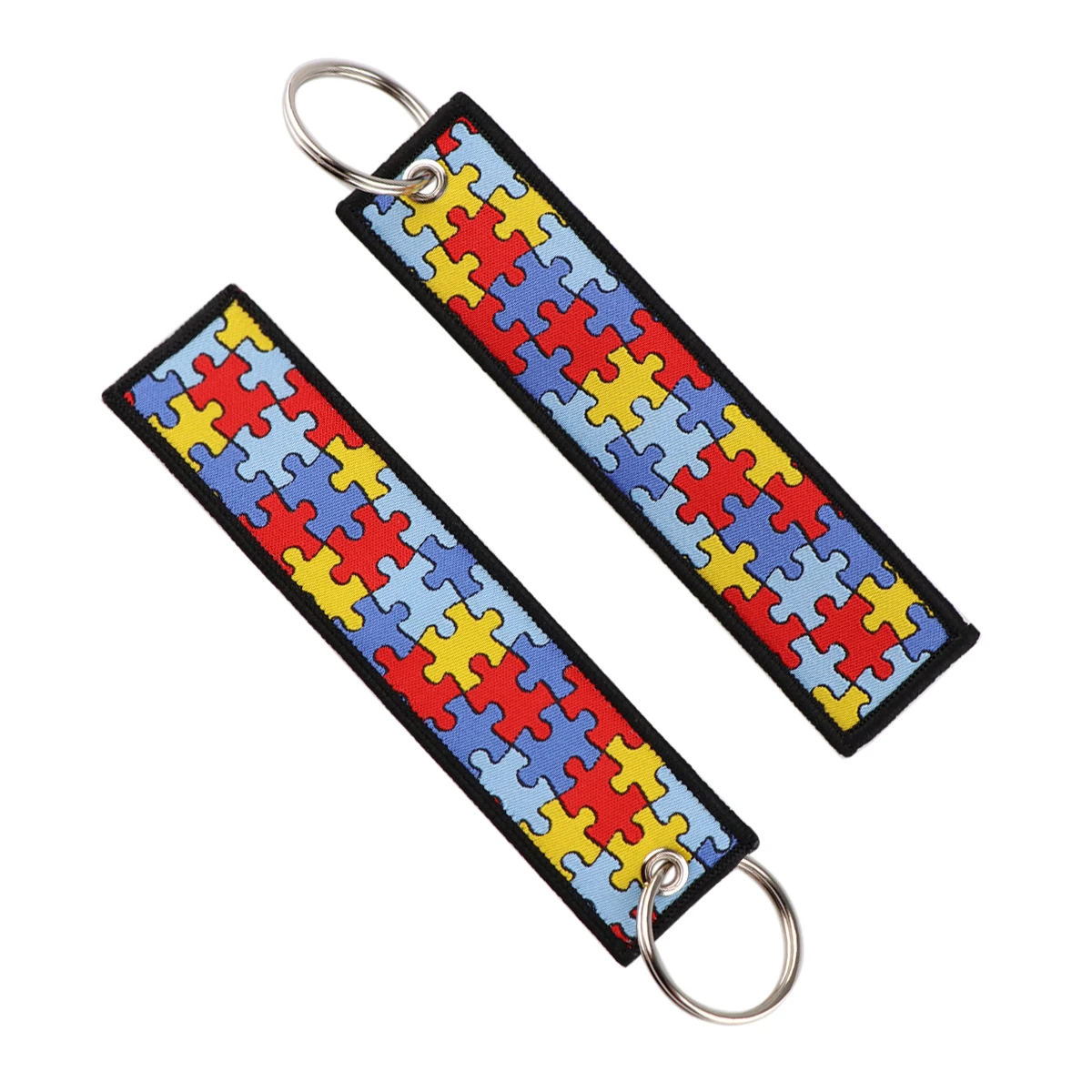 Autism Awareness Puzzle Embroidery Key Fobs Key Pendant Key Tag Motorcycle Keychain for Car Key Ring Nurse Doctor Accessories