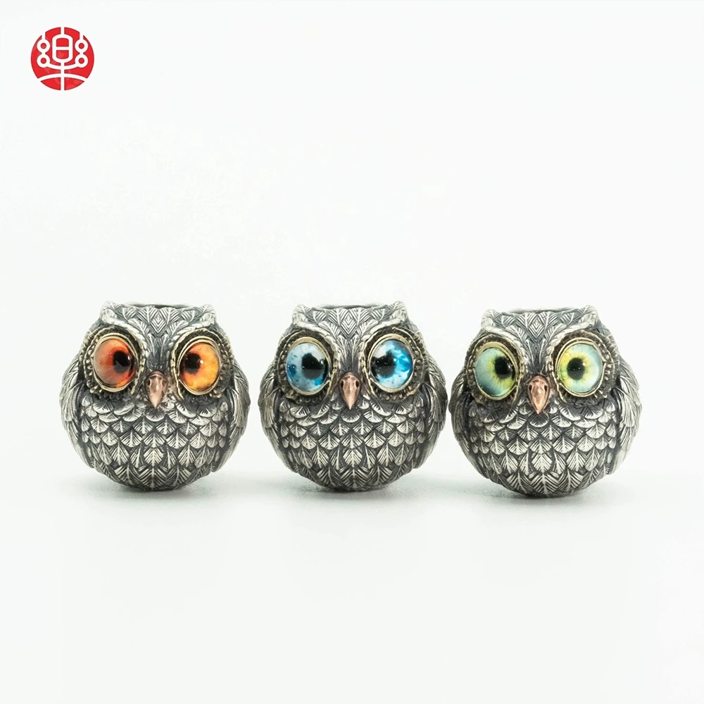 

KlearVee Owl S925 Personality Paracord Woven Knife Bead Exquisite Keychain Camping Backpack Accessory EDC Exquisite Pendant