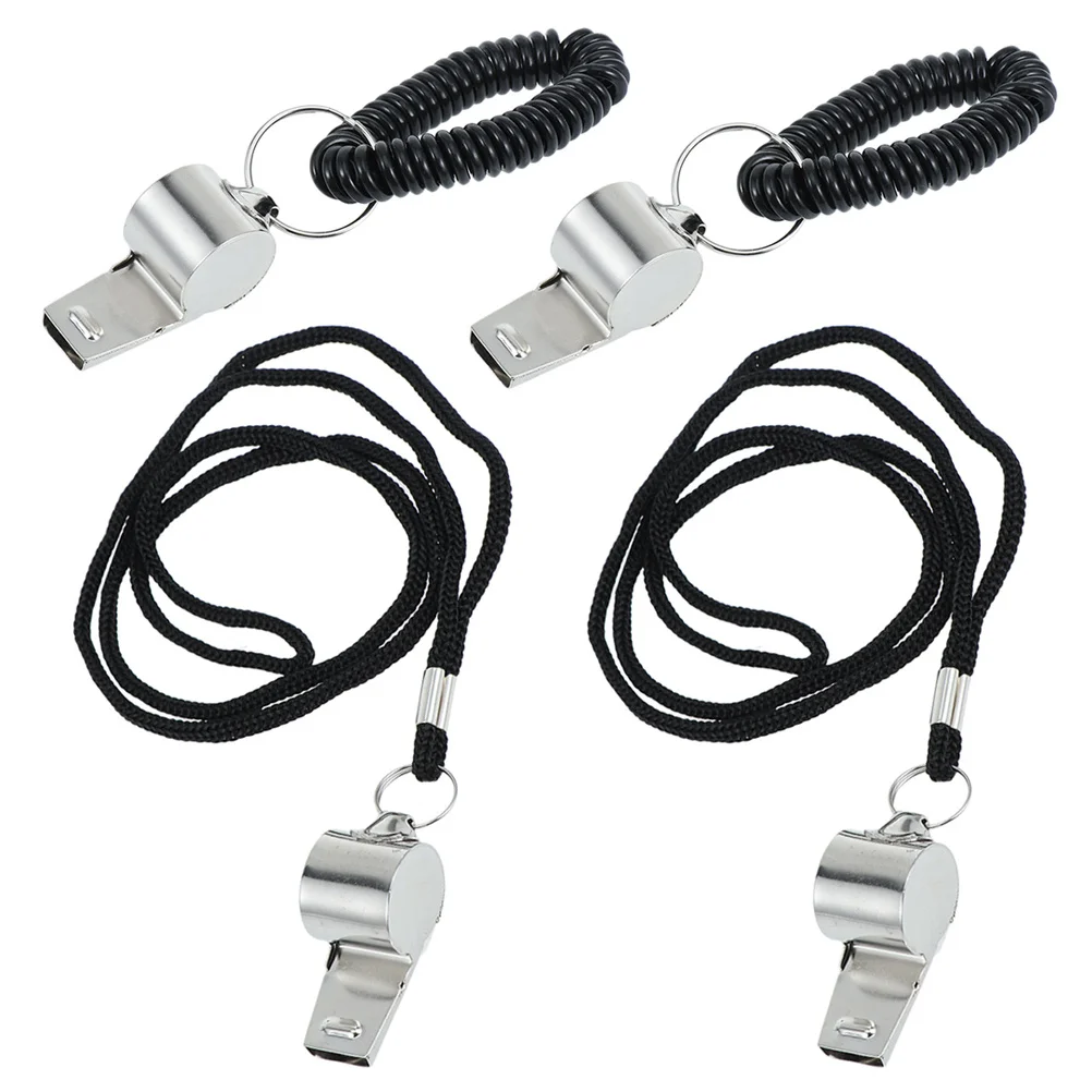 

4Pcs Metal Referee Whistles High Frequency Durable Outdoor Emergency Keychain Safety Equipment Referee Whistle
