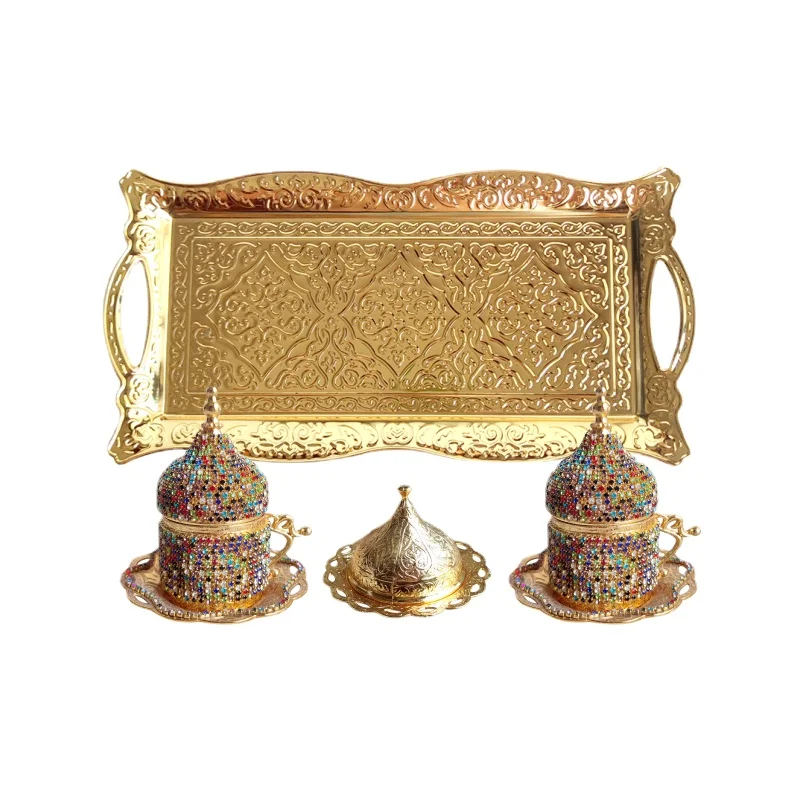 Coffee Cup Light Luxury Gold Set European Palace Style Handmade Italian Concentrate Cup with Dish