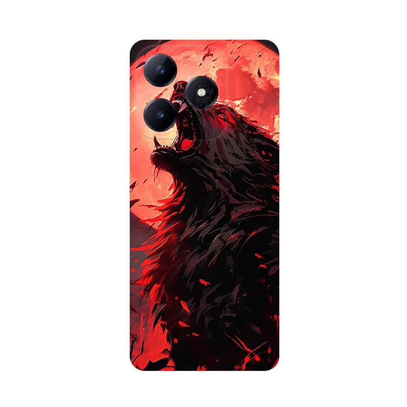 Realme C63 4G 케이스 꽃 Wolf 소프트 실리콘 전화 커버 Realme C63 C 63 RMX3939 케이스 RealmeC63 충격 방지 커버